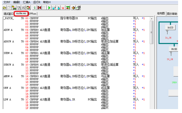 RISC结构模型计算机实时图形调试界面